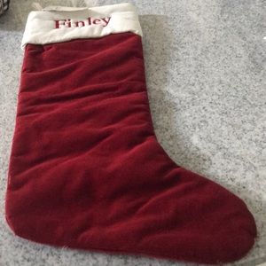 Pottery Barn Large Red Velvet Stocking- Finley